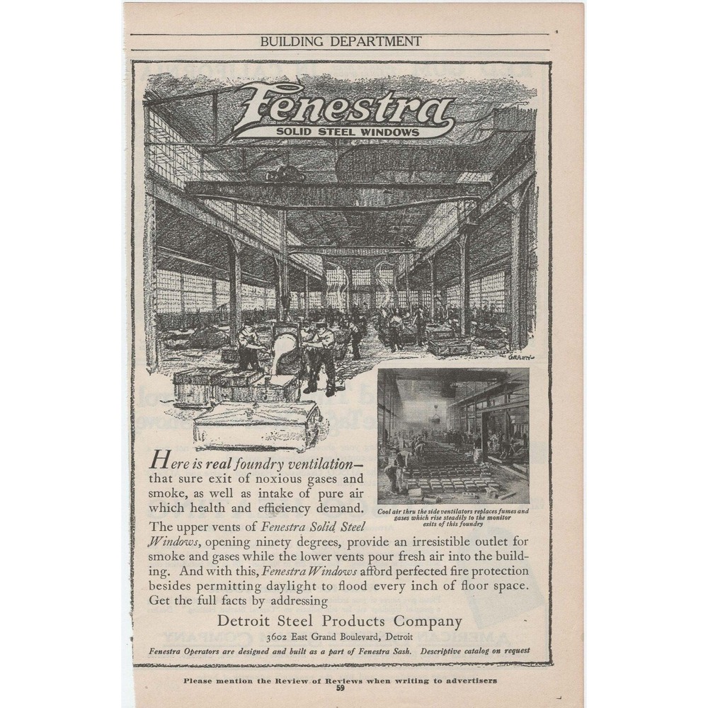 Vintage Fenestra Solid Steel Windows Detroit Steel Products Foundry Print Ad
